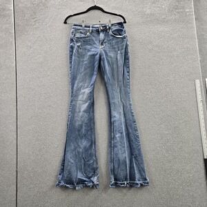 Shyanne Women Jeans 27 Blue Denim Flared Distressed 32" Inseam